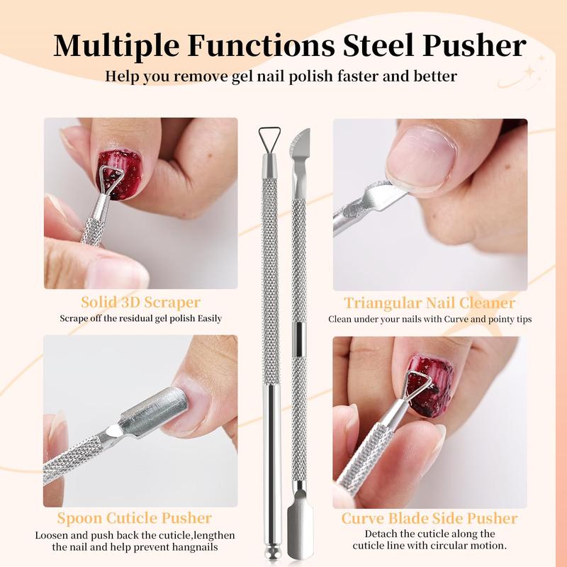 JODSONE Gel Nail Remover Kit with 15ml Remover, Cuticle Oil, Latex Tape & Complete Manicure Tools, No Soaking