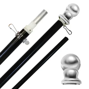 5ft Aluminum Spinning Flag Pole with 2-Section Spinning Stabilizer and Ball Joints (Black)