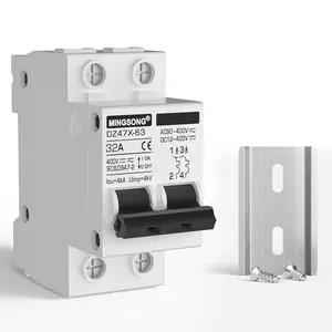 DC Solar Panels Disconnect Switch 32 Amp Solar Shut Off Switch 12V-400V 2 Poles Small Miniature Circuit Breaker for PV Homes, AC 110V DIN Rail MCB