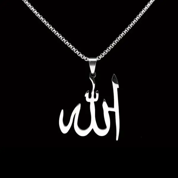 Beautiful ALLAH Necklace, Muslim ALLAH Necklace in Silver & Gold Color, tarnish free jewelry Islamic ALLAH Symbol Pendant Stainless Steel Necklace for Men and Women Holiday Gift
