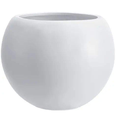 12-in Wide Large Round Fiberstone Planter - Drain-Safe Pots for Plants with Drainage Hole, Modern White Indoor/Outdoor Containers, Big-Plant Fit 2000+ ml Home Patio Decor 12-inch Wide Pot Opening