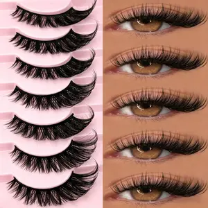 7 Pairs Of Cat-Eye False Eyelashes With Elongated Ends And Imitation Mink Velvet False Eyelashes, Light And Soft Eyelashes Suitable For Daily Parties, Christmas And Halloween Wear, Suitable For Beginners