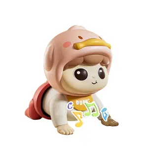 Cute Crawling Toys, Creative Toddler Crawling Toys Cute Sensory Crawling Dolls Interactive Duck Shaped with Music and Light, Crawl & Head Up Training, Early Education Development Interactive Toy, without Battery