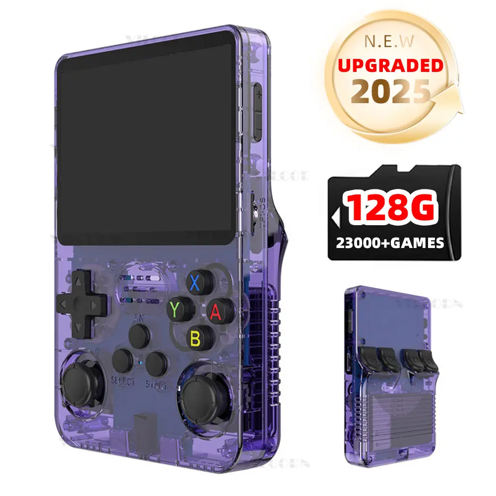 [2025 NEW] R36S Handheld Game Device 128G, 26 Emulators, for Gift- 3.5 Inch 50+Emulators Retro Game Console with One-click Acceleration Support Cheat Mode Team Battle WiFi
