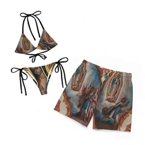 Couple Matching Plaid Swimwear – Women Tie Side Bikini Set & Men Swim Shorts, Coquette Beach Outfit Summer