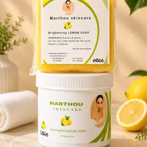 Marthou Skincare Bundle - Lemon Set Cream 10oz & Brightening Lemon Soap