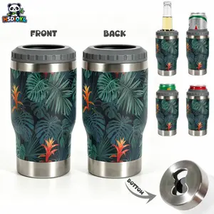 1 pc, 2-in-1 Vacuum Insulated Can Cooler with Bottle Opener, Stainless Steel Beer Can Insulator, Multi-functional Drink Holder, Portable Insulated Travel Drinkware for BBQ, Beach, Camping, Tailgate & Road Trip, Ideal Beer Gifts & Gadgets for Men,