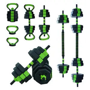 44 lbs Adjustable Dumbbell Set 4 in 1Multifunctional Free Weights with Connector for Dumbbells, Barbell, Kettlebell & Push Up Stands, Non-Slip Handles, Space-Saving Home Gym Fitness Equipment for Men & Women