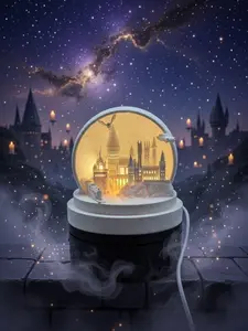 3D Printed Lighted Wizard Castle Globe | Magical Dimmer Night Light | Bookish Fantasy Decor Hogwarts inspired