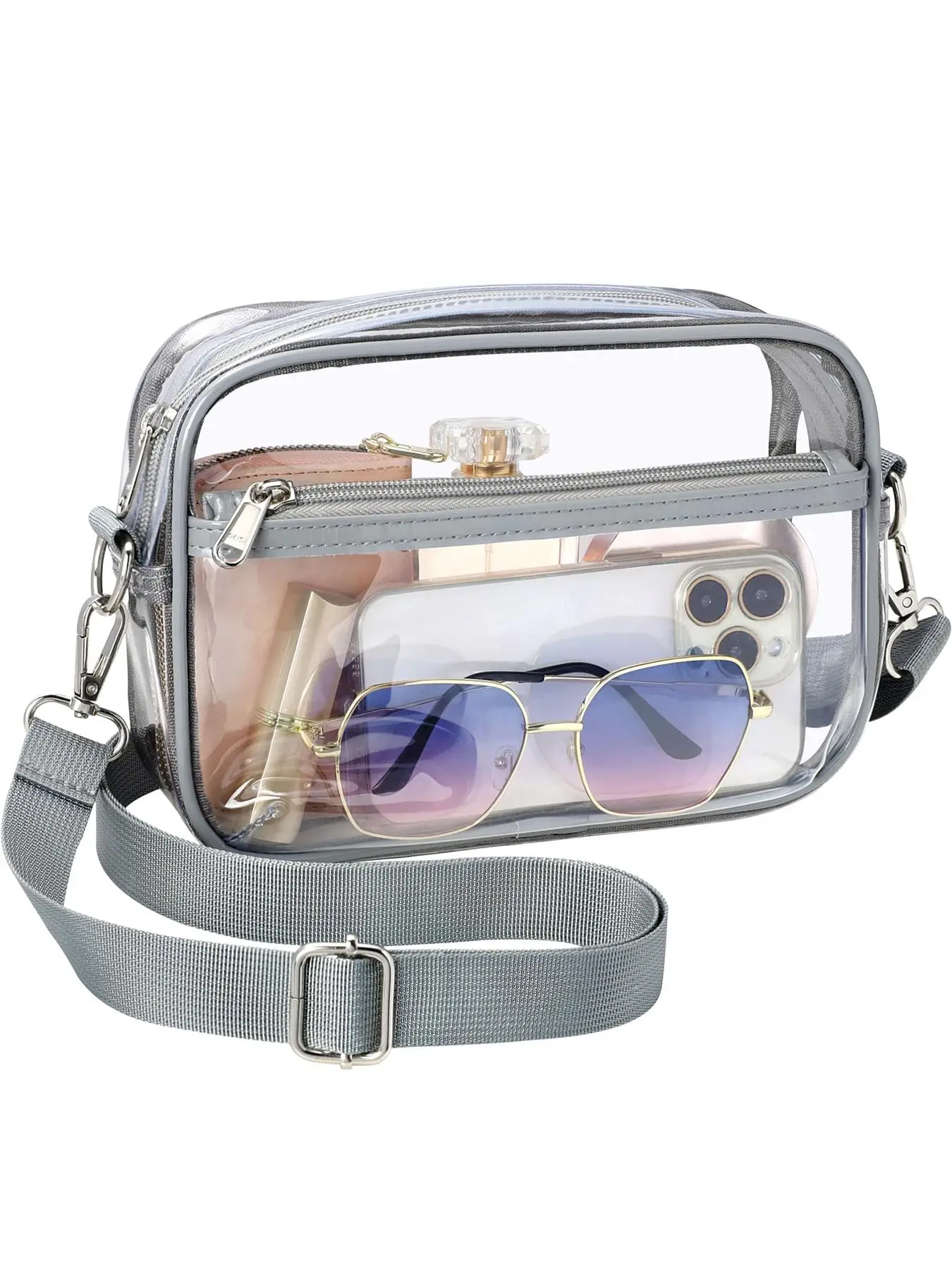 Women's Minimalist Transparent Clear Crossbody Bag, Fashionable Zipper Shoulder Bag for Daily Used, Trendy All-match Bag for Women & Girls