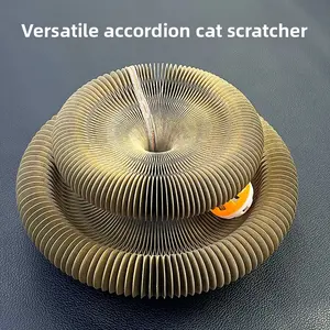 Magic Accordion Cat Scratcher with Bell Ball, Interactive Cat Toy for Indoor Cats, Physical Exercise Plaything