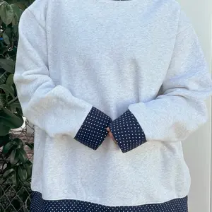 Pearl Gray Navy Blue Polka Dot Mockneck