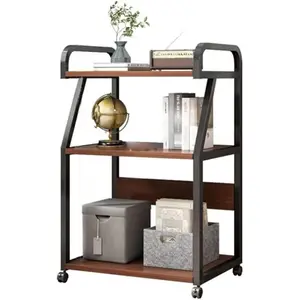 3 Tier Large Printer Table with Storage Shelves Mobile Printer Cart with Wheels for Home Office Heat Press Mini Fridge