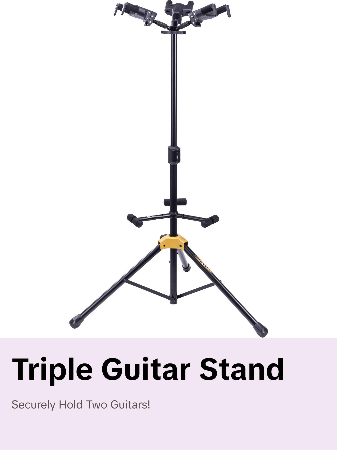 Hercules Auto Grip Triple Guitar Stand w/Foldable Backrest (GS432BPLUS)