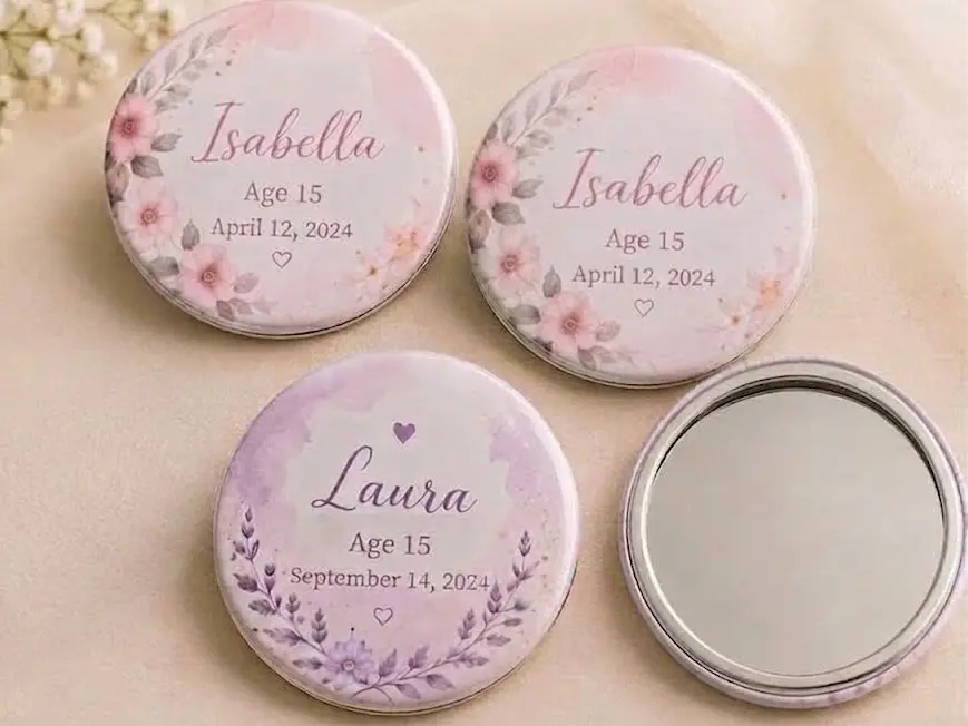 Personalized Compact Mirror Custom Name Photo Pocket Mirror Party Favor Wedding Birthday Gift