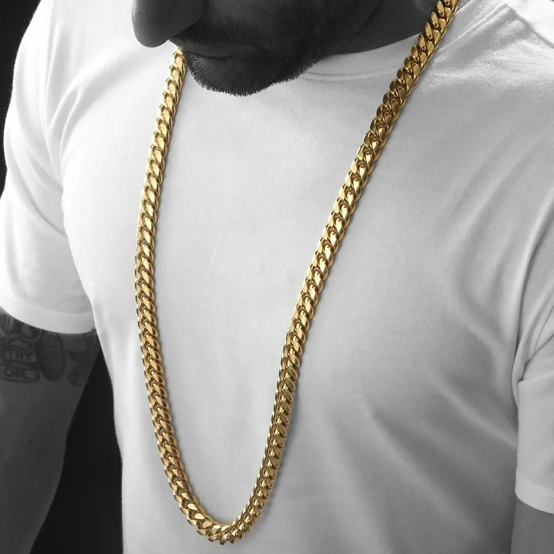MaxBling81 Men's Cuban Link Chain - 6mm Chunky Gold/Silver Plated Unisex Hip Hop Chain & Link, 24-30 inch Options, Casual Style Necklaces for Daily Everyday Use Costume Jewelry Accessories