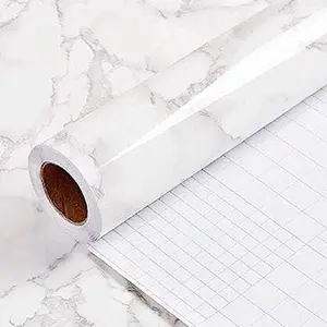 White Gray Marble Contact Paper – Peel & Stick Vinyl Wallpaper for Countertops, Kitchen Backsplash, Cabinets & Rentals (16"x120")
