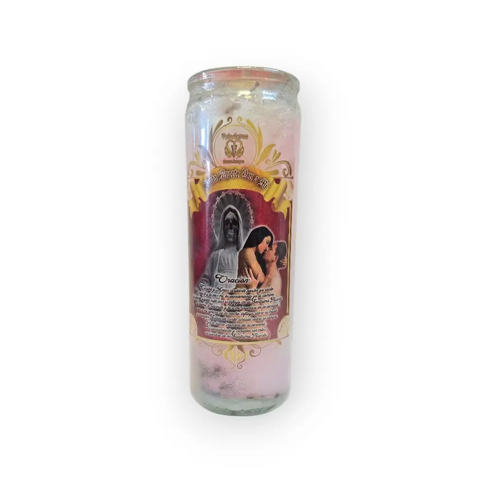 Santa Muerte Multi-Intention Devotional Gel Candle - Smooth Glass, Home Decor, Home Decoration, Spiritual Practice Use, Enhances Ambiance, Creates Serene Focused Environment