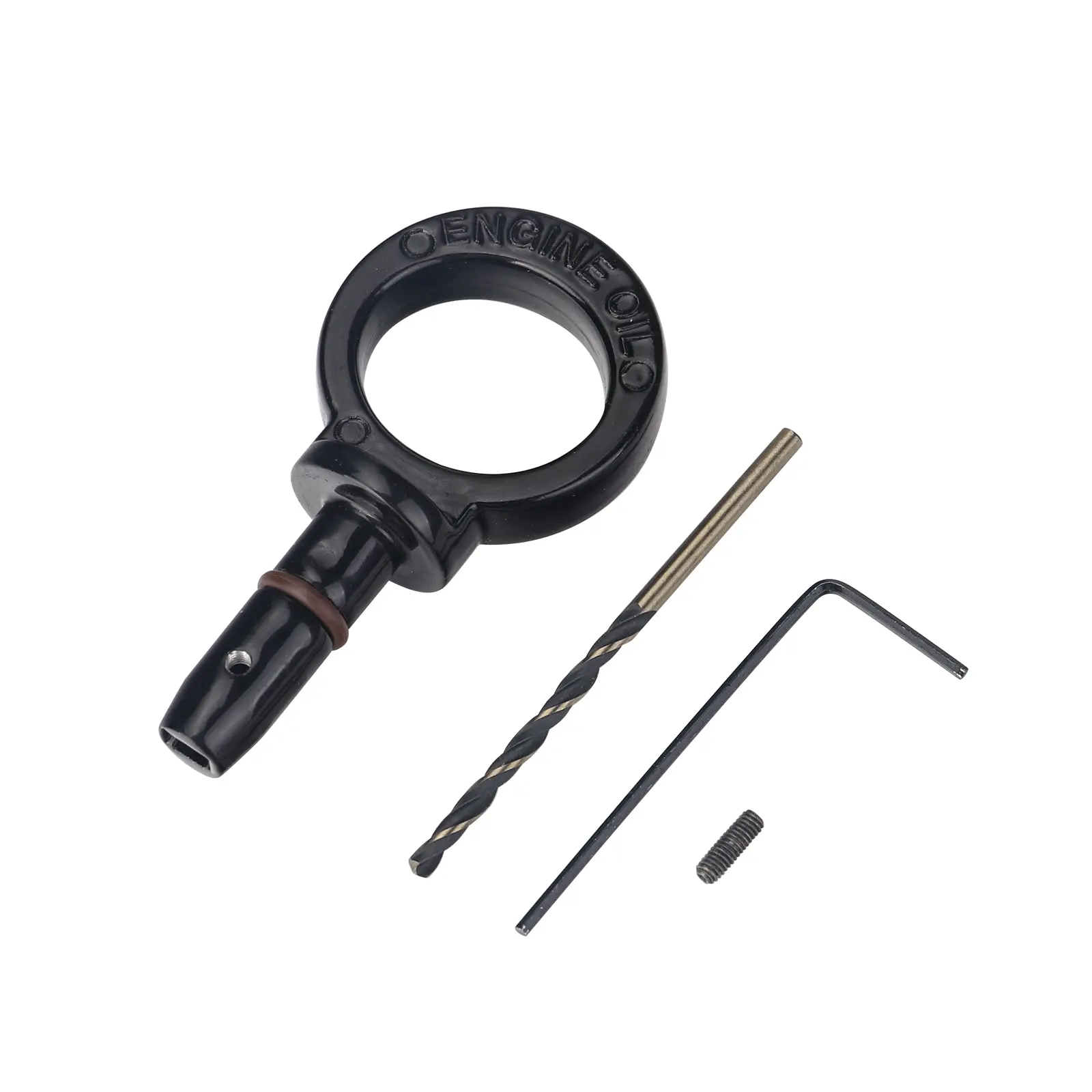 3MIRRORS 1x Black Metal Engine Oil Dipstick Handle Replacement - High-Speed Steel Aluminum Pull Handle, Multi-Model Compatible with Dodge Chrysler Jeep, W/Viton O-Ring & Installation Kit for Oil Level Check