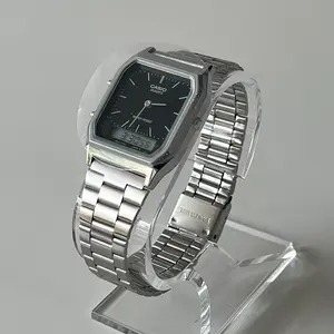 Casio Unisex Vintage Analog-Digital Watch AQ230A Classic Design Black Stainless Steel Bracelet