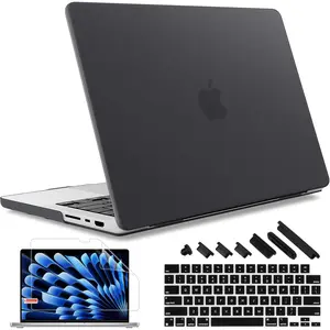 Case for M4 MacBook Pro 14 inch Case 2021-2024 Release A3112 A3401 A3185, M3 A2918 M2 A2779 M1 A2442 Pro Max Chip, Plastic Hard Shell Case with Keyboard Cover, Black