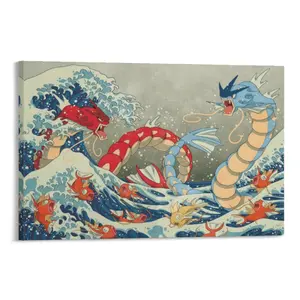 Cartoon Dragon Pattern Unframed Painting, 1 Count Colorful Vintage Wall Art Poster, Wall Decor for Home Living Room Bedroom Office, Home Decor 2026