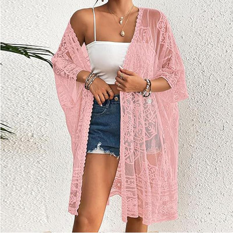 Women's Summer Long Flowy Kimono Cardigans Boho Chiffon Beach Cover Up Tops
