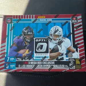 Panini 2025 NFL Donruss Optic Mega Box - 7 Cards Per Pack, 3 Packs Per Box, Exclusive Rated Rookie Green Hyper Parallels