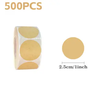 Kraft Paper Rolls Sealing Stickers, 200/500 Pieces Per Roll, Ideal for Crafting & Baking, Durable Design, Perfect for DIY Projects, Art Stickers