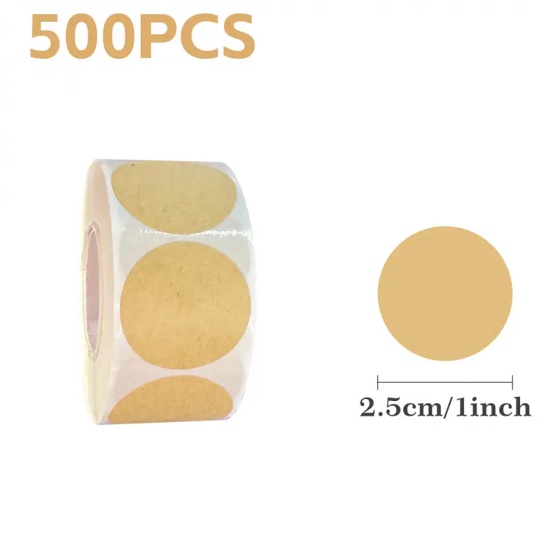 Kraft Paper Rolls Sealing Stickers, 200/500 Pieces Per Roll, Ideal for Crafting & Baking, Durable Design, Perfect for DIY Projects, Art Stickers, Self Adhesive Stickers