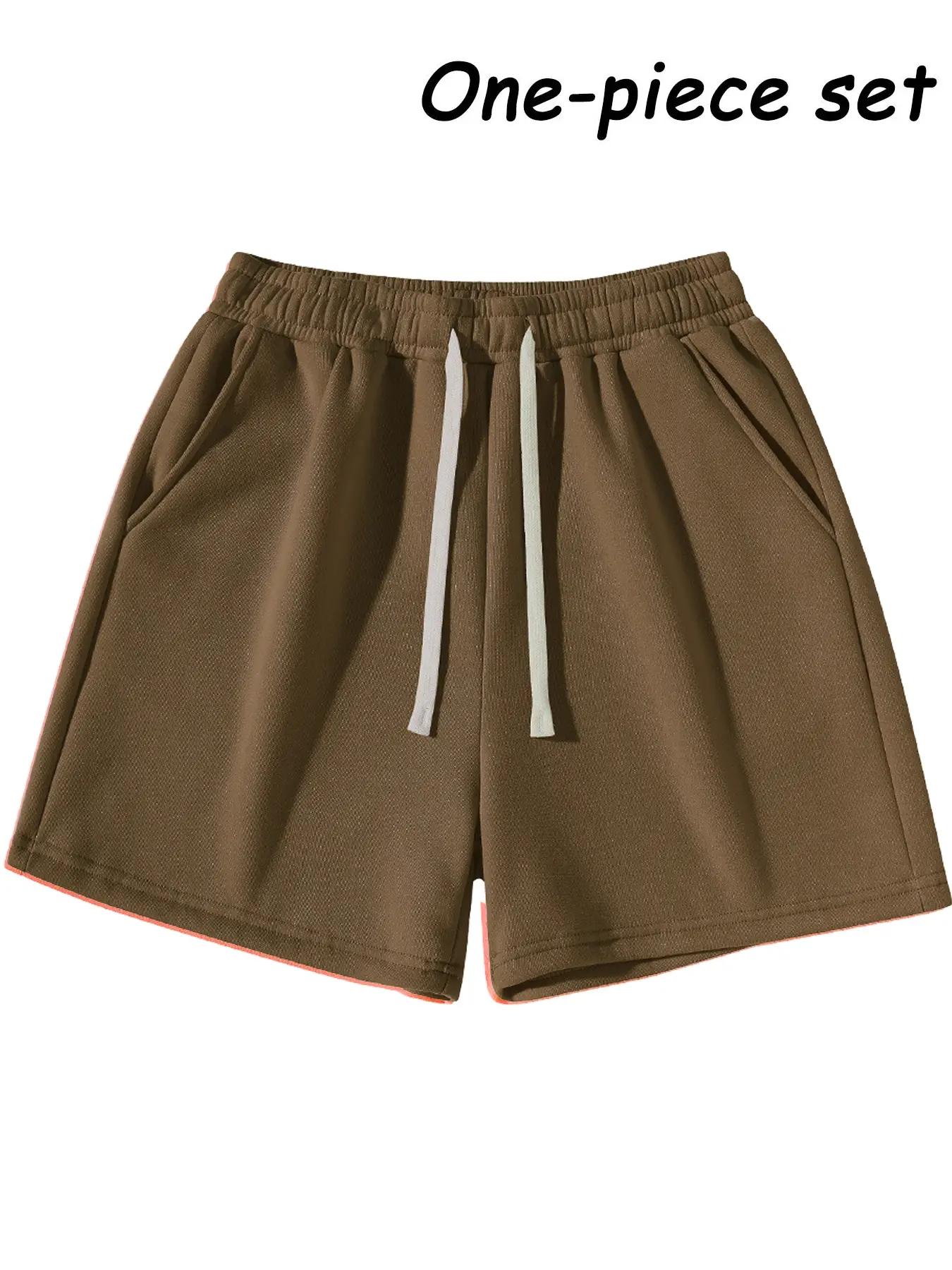 Men's Plain Drawstring Waist Shorts, Basic Sporty Running Shorts for Daily Wear and Exercise, Fitted Style Summer Sports Shorts in Medium-Weight Fabric, Casual Athletic Shorts