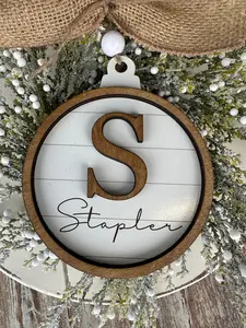 Shiplap Monogram Ornament, Festive Home Decoration