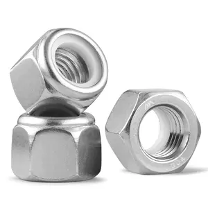 20 count 3/8-16 Lock Nuts, Nylon Insert Locknuts 304 Stainless Steel 18-8 SS Self-Locking Nuts, Coarse Thread Hex Nylock Nut
