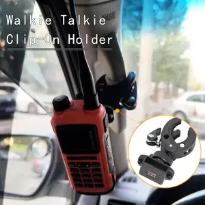 Motorcycle Universal Handheld Walkie Talkie Mounting Bracket, Handheld Radio Holder Suitable For Motorcycle Handlebar Clamp Holder, Suitable For Radio Microphone Holder With Back Clip,For Motorcycle & Car A-Pillar Handholds Mounting Stability