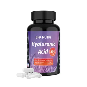 Hyaluronic Acid Supplements 250mg, 240 Capsules with Vitamin C & Biotin for Skin, Joint, Hair, Nail and Eye Health - Edible