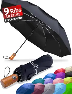 Umbrellas for Rain Windproof Travel Automatic Open Close Large Canopy with Compact Folding  Lightweight Portable Umbrella for  Backpack, Womens & Mens Umbrella - Black