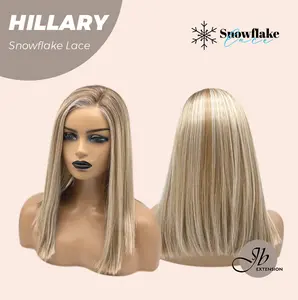 JBEXTENSION 16 Inches Blonde Straight Pre-Cut Side Part Snowflake Lace Frontlace Glueless Wig HILLARY SNOWFLAKE【BENDY EAR TABS】