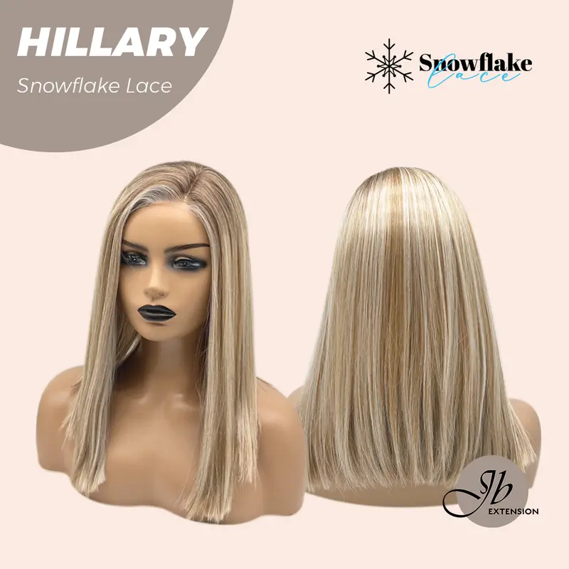 JBEXTENSION 16 Inches Blonde Straight Pre-Cut Side Part Snowflake Lace Frontlace Glueless Wig HILLARY SNOWFLAKE【BENDY EAR TABS】