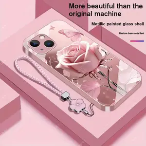 Suitable for [iPhone 13] high-end phone case，a beautiful four-leaf clover lanyard is included,exquisite and high-end design,a variety of colors are available for you to choose from YM99