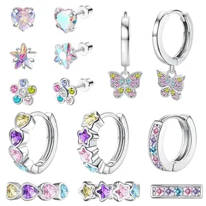 7 Pairs Earrings for Girls Women Stainless Steel Screw Back Earrings Hoop Earring for Sensitive Ears errings