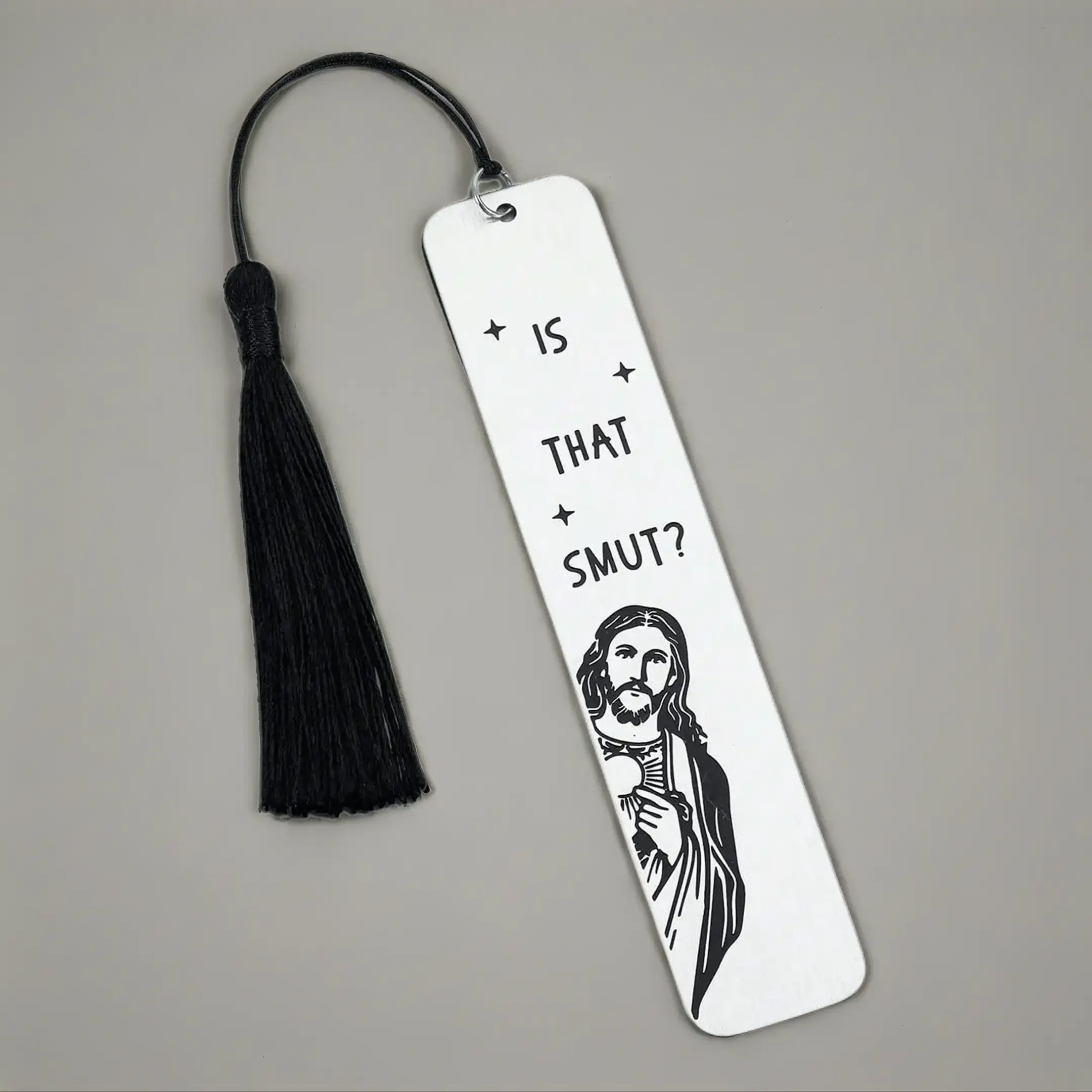 Stainless Steel Bookmark, 1/4 Counts Letter & Jesus Pattern Bookmark with Tassel, Creative Reading Bookmark for Home School Office Dormitory, Office A