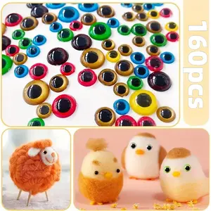 160pcs Doll Eyes - Realistic Plastic Crafting Accessories for Crochet, Sewing, Crafting, Crafting Supplies, Playful Design, Durable Plastic, Halloween Creative Decorations and Holiday Gifts