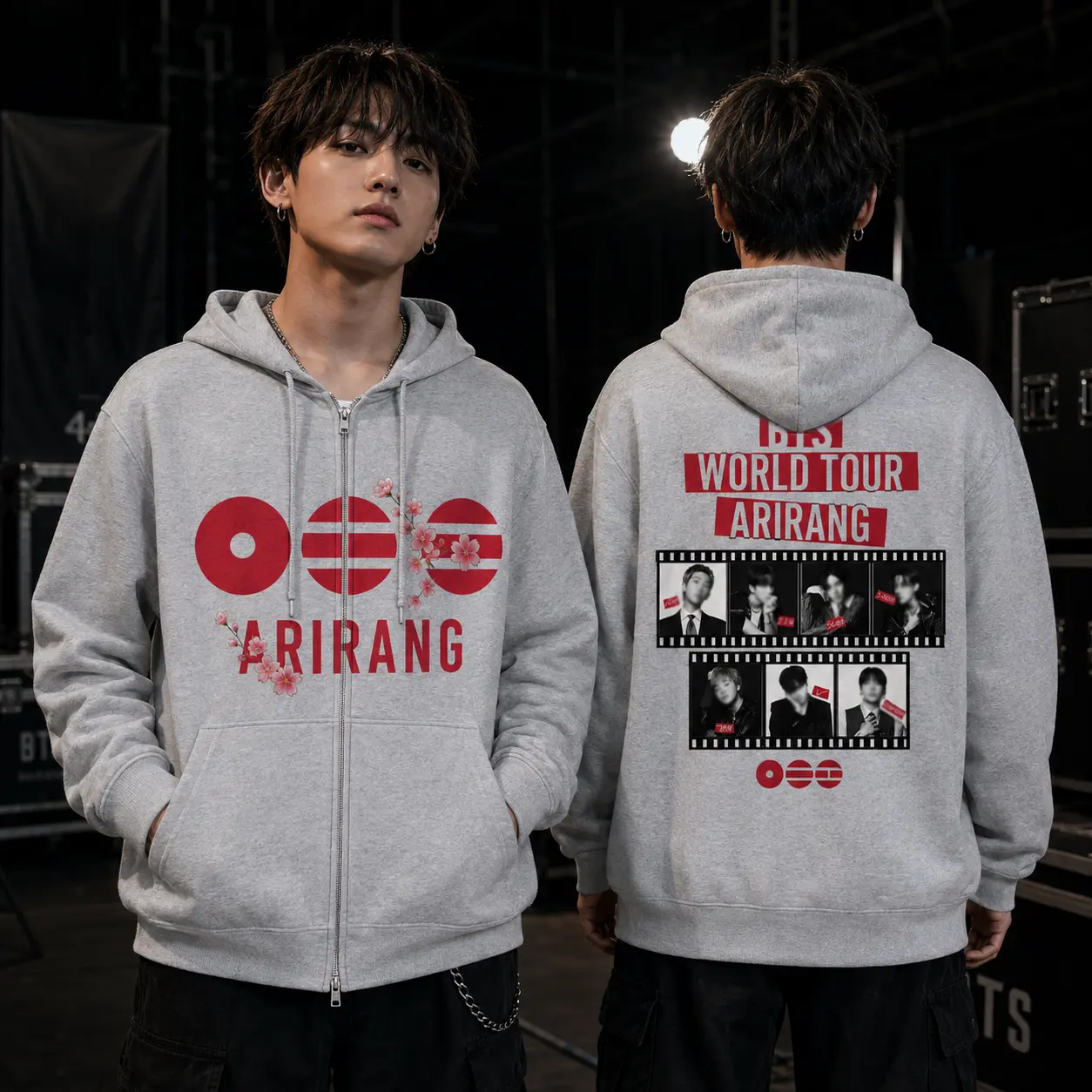 Retro ARIRANG Kpop Hooded Zip Sweatshirt, Kpop Merch, 2026 Kpop Tour Merch, Hoodie Zip Concert Outfit, Hooded Sweatshirt With Front Pocket, Casual Daily Streetwear, Zip Hoodie, Trendy Graphic Hoodies, Hooded Top, Music Fan Gift