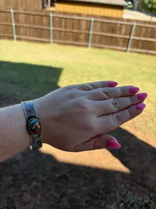 Spiny Turquoise Stamped Wide Band Cuff