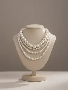Faux Pearl Decorated Beaded Necklace, Pearl Chain Necklace, Elegant Exaggerated for Women for Party, Daily Clothing Decor, Trendy Jewelry for Birthday Gift
