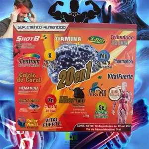 20 en 1 Hierro Ampolleta Bebible 10 Vials Multivitaminico  Iron B Complex Vitamins Healthcare Fitness