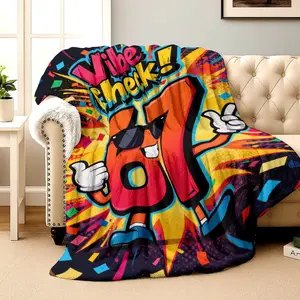 Flannel blanket, 67 number funny pattern 2D printed blanket, birthday/festival gift, suitable for sofa/bed/camping/office/travel use, machine washable, festival decoration, available in various sizes, suitable for all seasons
