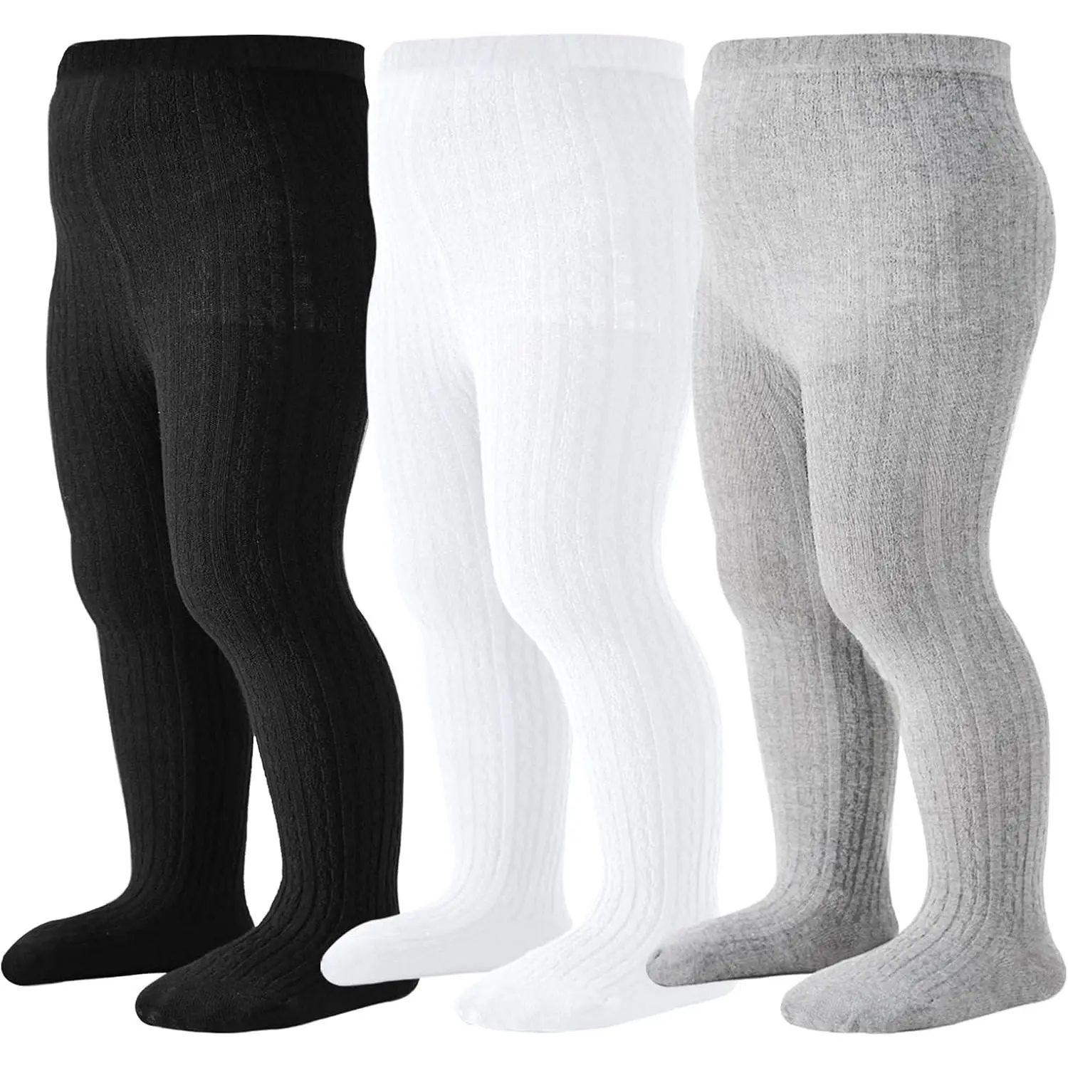 Baby Girls' Cable Knit Tights, Soft Combed Cotton Pantyhose with Elastic Waist, Warm Stretchy Fabric for Toddlers & Infants, Stretchy Fabric Tights, Warmth, Weddings