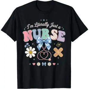 Women's 100% Cotton Short-Sleeve Casual Everyday Graphic T-Shirt - For Lady Registered Nurse RN Nursing School Graduates