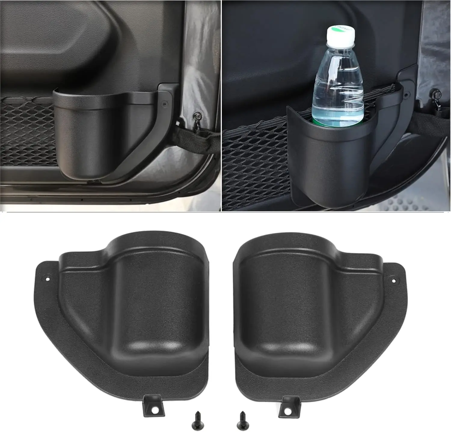Jeep Wrangler JL JLU 2-PACK Front Door Organizer Tray for 2018-2025 Models Rubicon Sport Sahara Gladiator JT 4EX Interior Storage Box Black Accessory, Dual-Pack Convenience